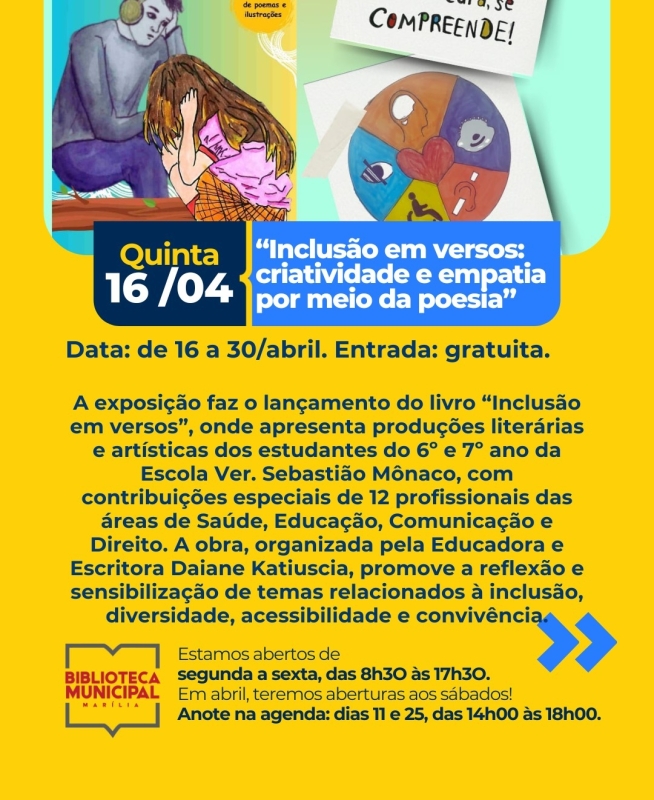 Evento biblioteca-municipal-exposicao-inclusao-em-versos-criatividade-e-empatia-por
