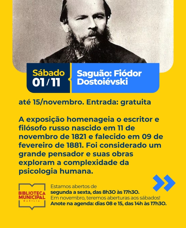 Evento fiodor-dostoievski---exposicao-biblioteca-municipal